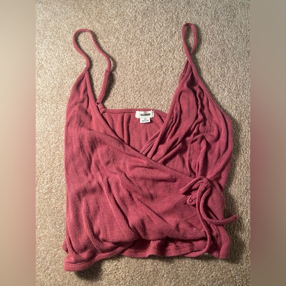 Cropped Garage Tank with Tie Front - Picture 4 of 4